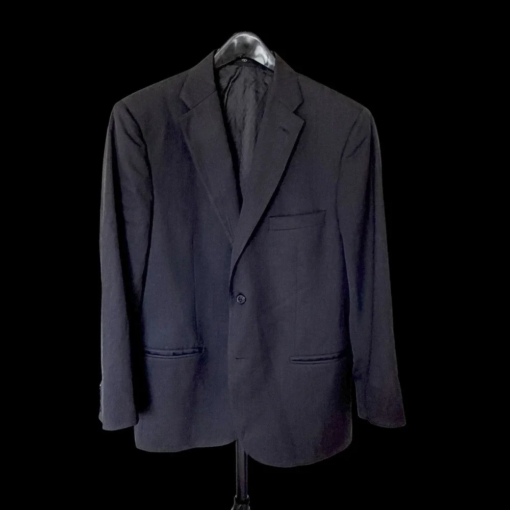 Valentino Mens Black Two Button Blazer Sport Coat Luxury‎ Tailored Suit Jacket
